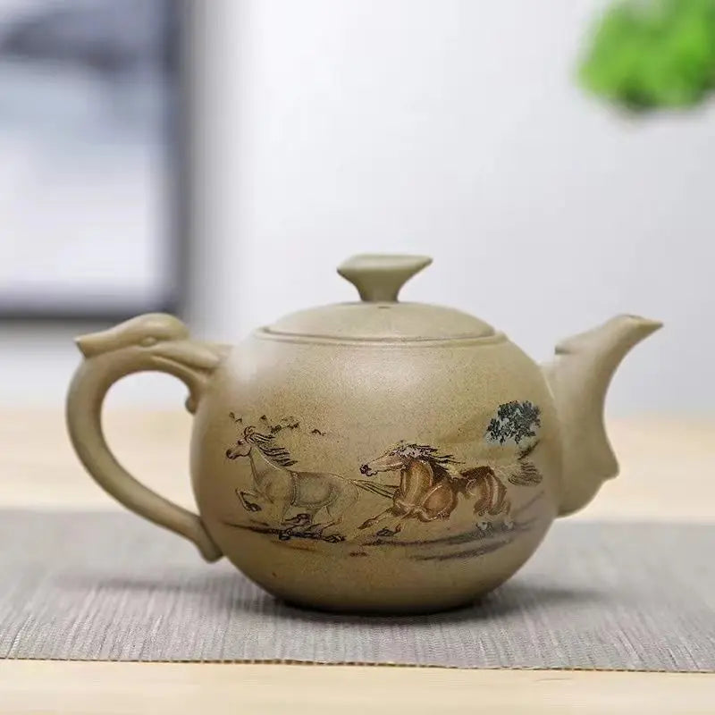 Chinese Purply Clay Tea Pot Set Ying Xing Ceramic Tea Set Retro Teaware Teapots Pottery Tea Kettle Handmade Tea Set