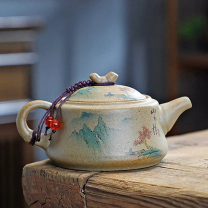 Chinese Purply Clay Tea Pot Set Ying Xing Ceramic Tea Set Retro Teaware Teapots Pottery Tea Kettle Handmade Tea Set