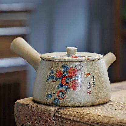 Chinese Purply Clay Tea Pot Set Ying Xing Ceramic Tea Set Retro Teaware Teapots Pottery Tea Kettle Handmade Tea Set