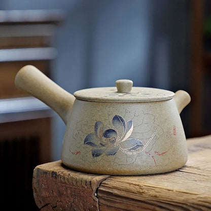 Chinese Purply Clay Tea Pot Set Ying Xing Ceramic Tea Set Retro Teaware Teapots Pottery Tea Kettle Handmade Tea Set