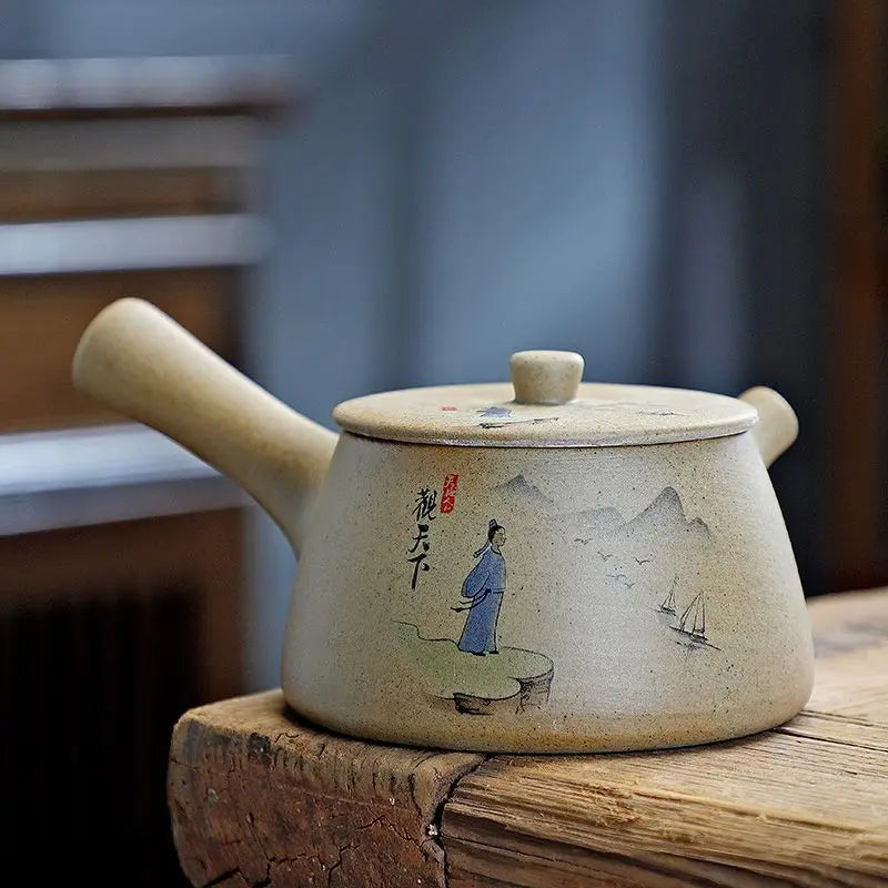 Chinese Purply Clay Tea Pot Set Ying Xing Ceramic Tea Set Retro Teaware Teapots Pottery Tea Kettle Handmade Tea Set