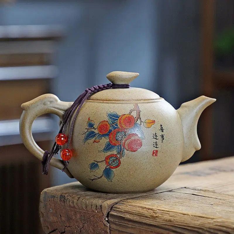Chinese Purply Clay Tea Pot Set Ying Xing Ceramic Tea Set Retro Teaware Teapots Pottery Tea Kettle Handmade Tea Set