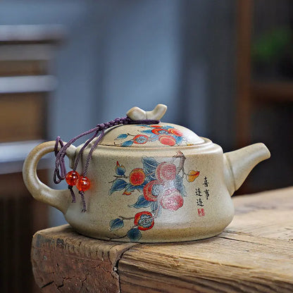 Chinese Purply Clay Tea Pot Set Ying Xing Ceramic Tea Set Retro Teaware Teapots Pottery Tea Kettle Handmade Tea Set