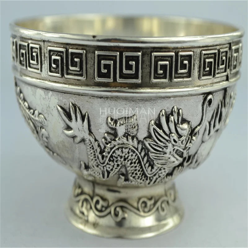 Chinese Rare Collectibles Old Handwork Tibet - Silver Bowl Metal Handicraft