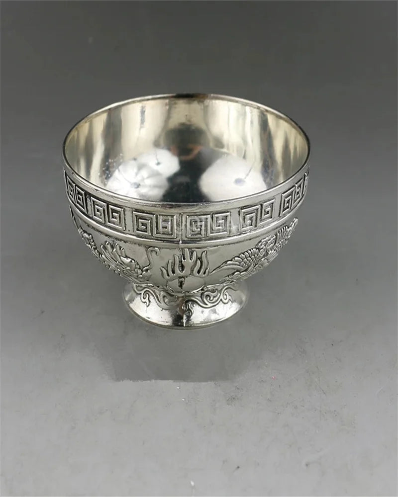 Chinese Rare Collectibles Old Handwork Tibet - Silver Bowl Metal Handicraft