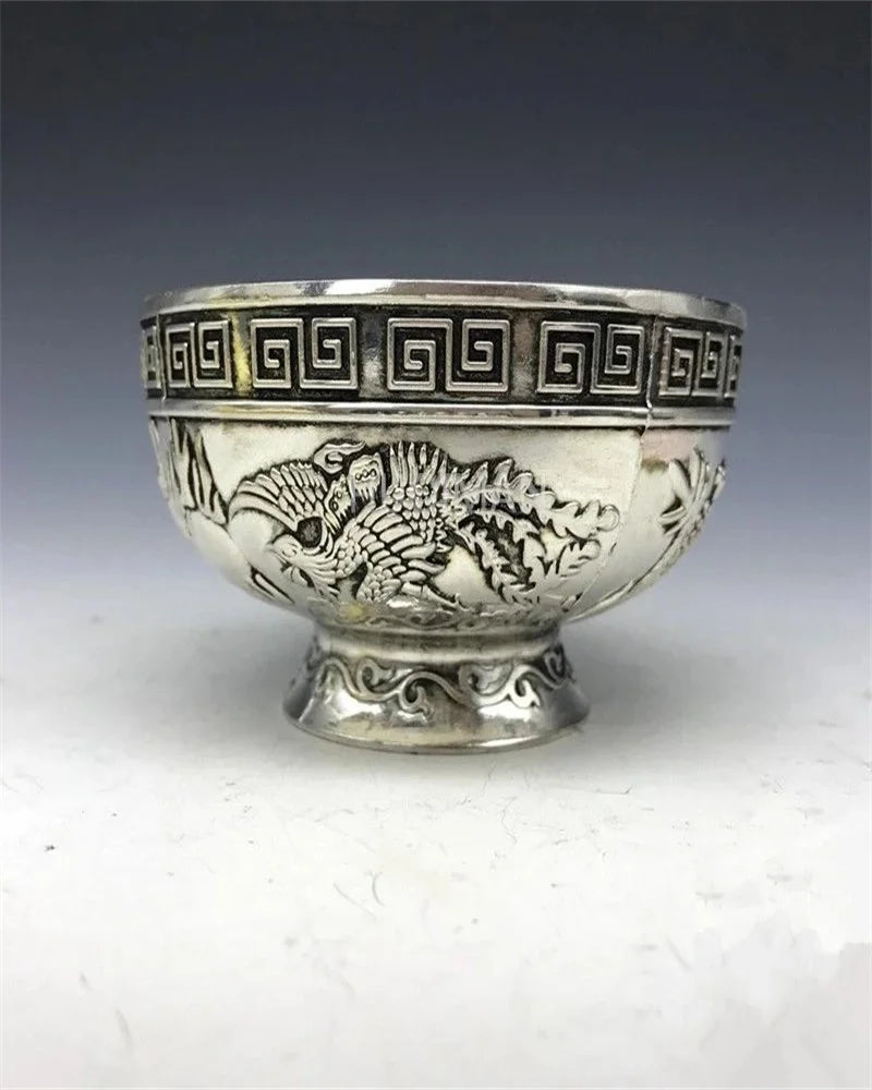 Chinese Rare Collectibles Old Handwork Tibet - Silver Bowl Metal Handicraft