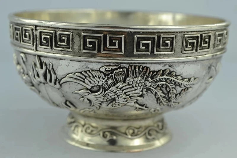 Chinese Rare Collectibles Old Handwork Tibet - Silver bowl metal handicraft