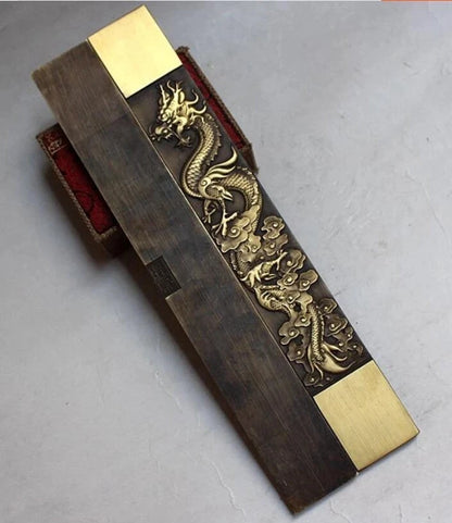 Chinese Rare Collections Great dragon and phoenix statue Copper paper weight