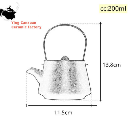 Chinese Red Ceramics Teapots Handmade Exquisite Kettle Tea Set Household Filter Tea Pot Tie Guanyin Puer Wedding Gifts 200ml