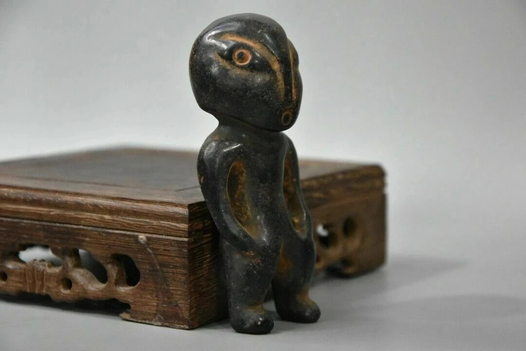 Chinese Red mountain culture Iron meteorite carved Alien
