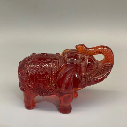 Chinese Resin Amber Elephant Crafts Statue Crafts