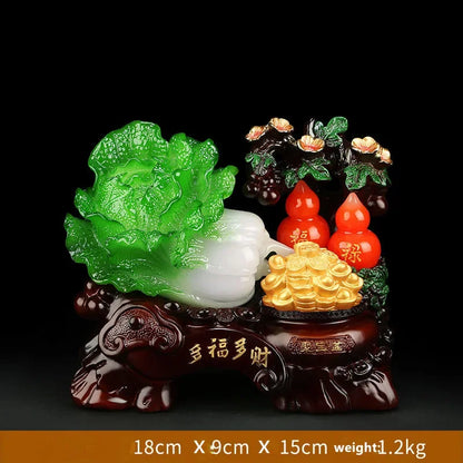 Chinese Resin Cabbage Gourd Decor Handicraft Home Lucky Office Living Room Entrance Shop Opening Gifts Miniatures