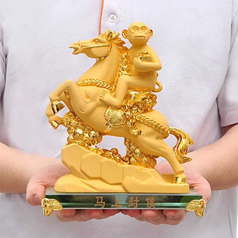 Chinese Resin Horse Monkey Sculpture Ornaments Office Living Room TV Cabinet Desktop Decorations Decor Give Gifts Lucky Money