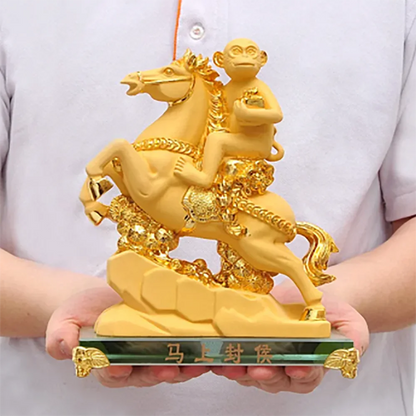 Chinese Resin Horse Monkey Sculpture Ornaments Office Living Room TV Cabinet Desktop Decorations Decor Give Gifts Lucky Money