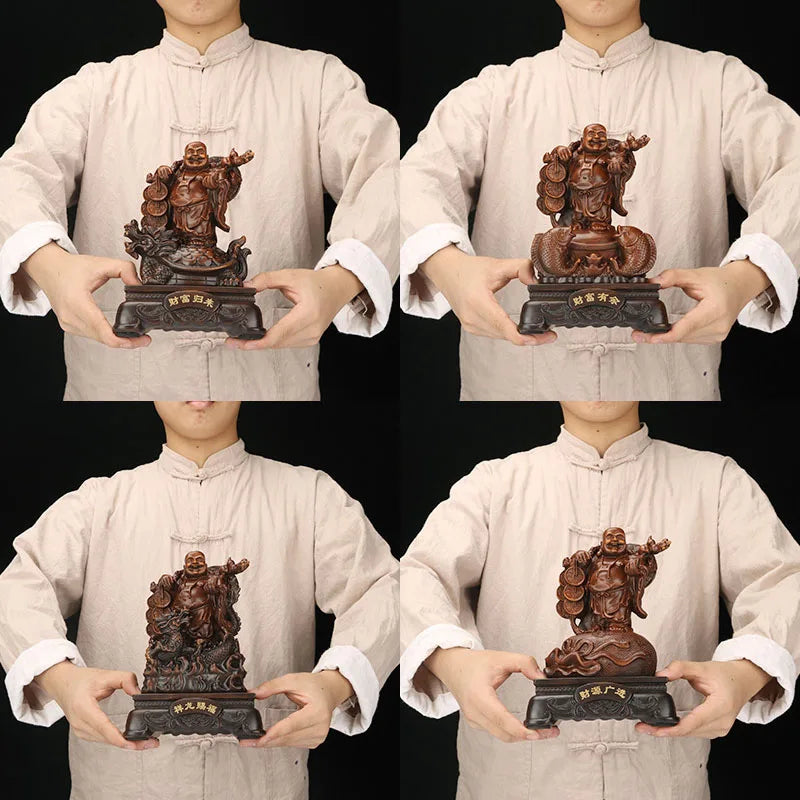 Chinese Resin Laughing Buddha Statue Four Styles of Lucky Dragon Tortoise Buddha Modern Art Sculpture Home Decoration