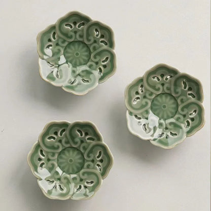 Chinese Retro Ceramic and Celadon Saucer Coaster Yue Kiln Celadon Cup Saucer Tea Mat Household Kung Fu Tea Ceremony Utensil