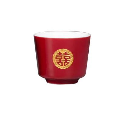 Chinese Retro Red Wedding Ceramic Teacup Tea Cup Set Porcelain Coffee Mugs Teaware Ceremony Luxury Souvenir Gifts