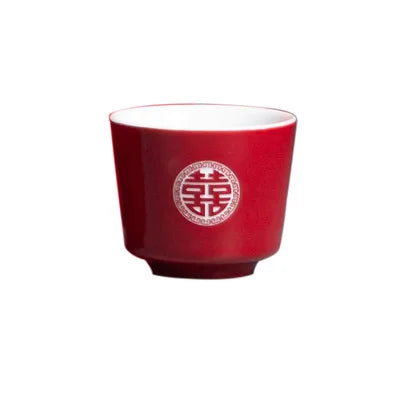Chinese Retro Red Wedding Ceramic Teacup Tea Cup Set Porcelain Coffee Mugs Teaware Ceremony Luxury Souvenir Gifts