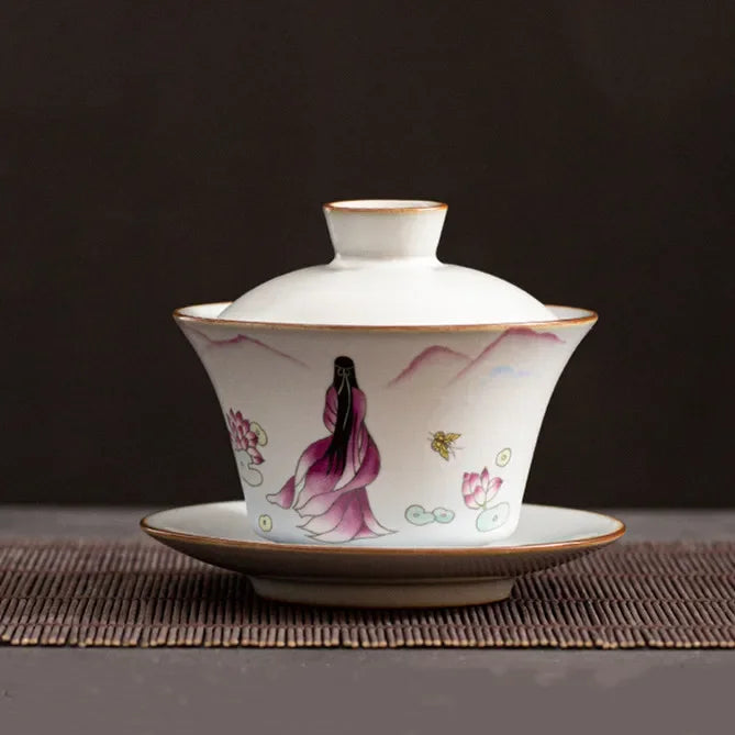 Chinese Ru Kiln Ceramic Gaiwan Travel Tea Bowl Household Handmade Teaware Accessories Drinkware Portable Personal Teacup 150ml