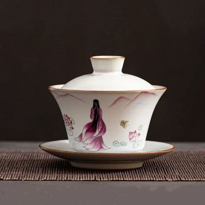 Chinese Ru Kiln Ceramic Gaiwan Travel Tea Bowl Household Handmade Teaware Accessories Drinkware Portable Personal Teacup 150ml