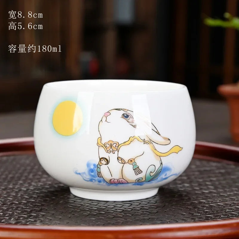 Chinese Sancai Gaiwan Ceramic Tea Tureen Panda Pattern Tea Cups Handmade Porcelain Blue and White Tea Bowl Cup Teacups