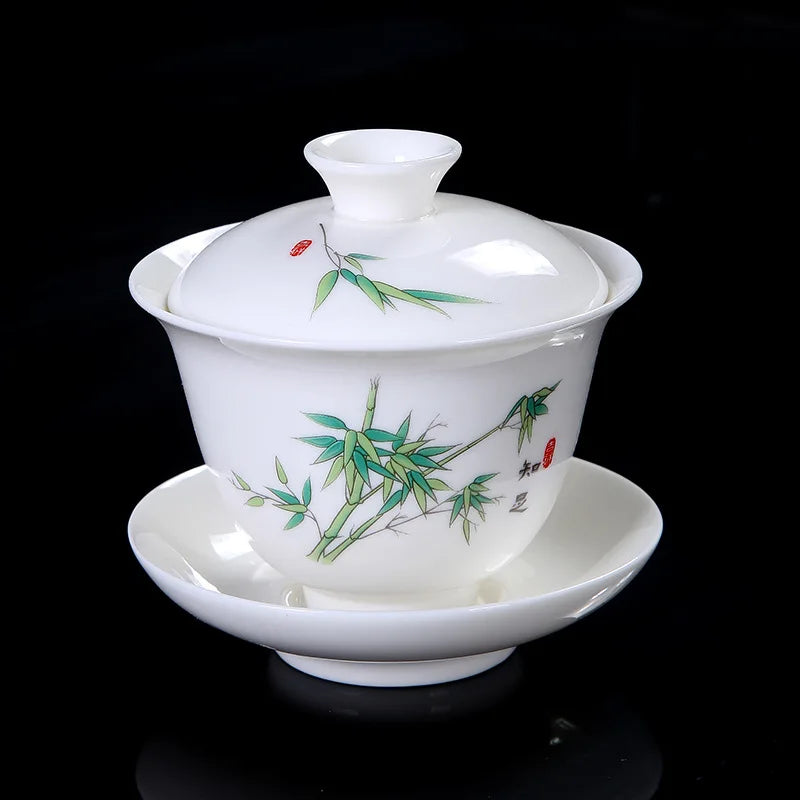 Chinese Sancai Gaiwan Teaware Set Ceramic Tea Tureen Pigmented Flower Teacups Handmade Porcelain Kung Fu Tea Bowl Cup