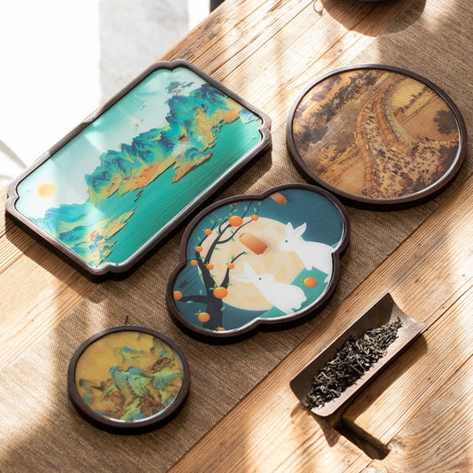 Chinese Style Bamboo Tea Tray Living Room Tea Table Trays Decorative High Grade Teapot Base Tray Tradition Tea Set Accessories