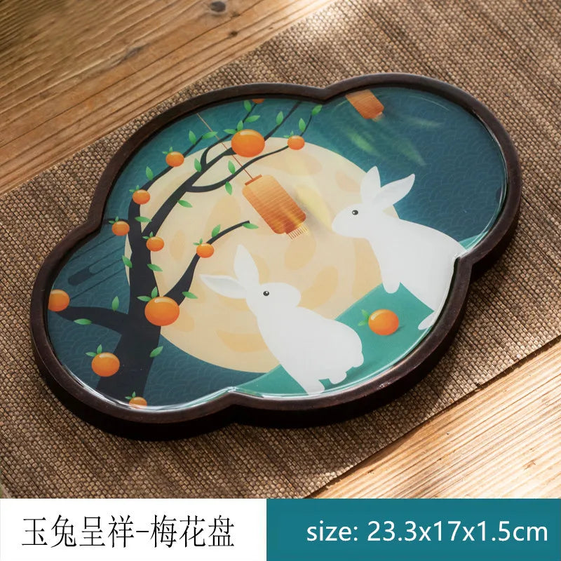 Chinese Style Bamboo Tea Tray Living Room Tea Table Trays Decorative High Grade Teapot Base Tray Tradition Tea Set Accessories