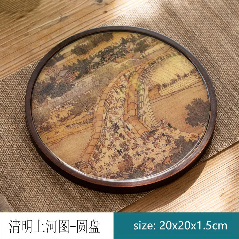 Chinese Style Bamboo Tea Tray Living Room Tea Table Trays Decorative High Grade Teapot Base Tray Tradition Tea Set Accessories