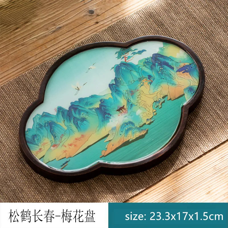 Chinese Style Bamboo Tea Tray Living Room Tea Table Trays Decorative High Grade Teapot Base Tray Tradition Tea Set Accessories