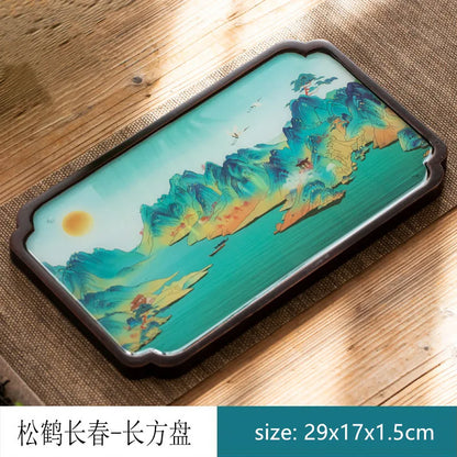 Chinese Style Bamboo Tea Tray Living Room Tea Table Trays Decorative High Grade Teapot Base Tray Tradition Tea Set Accessories