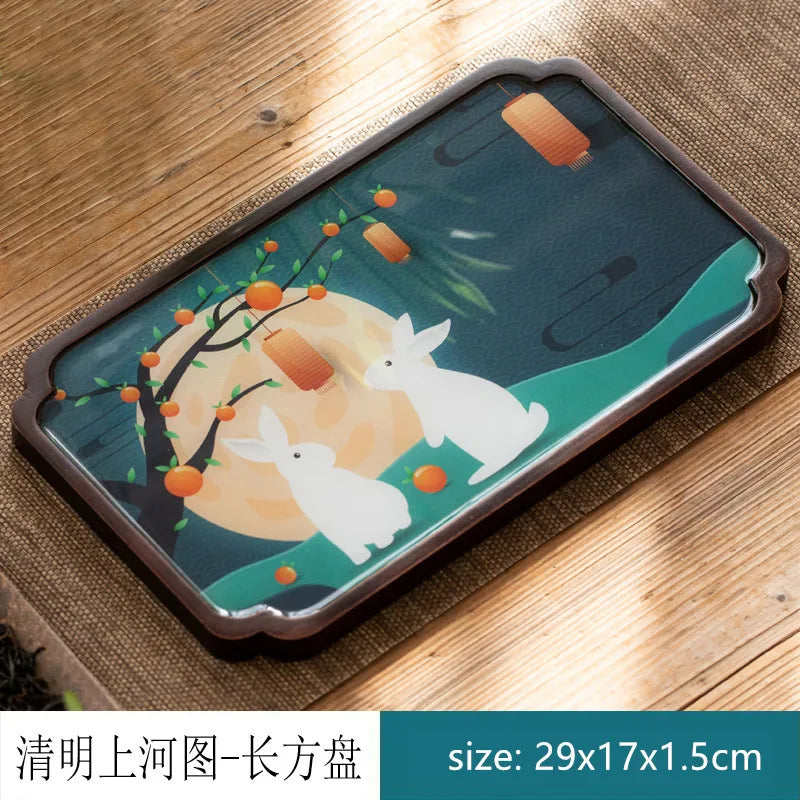 Chinese Style Bamboo Tea Tray Living Room Tea Table Trays Decorative High Grade Teapot Base Tray Tradition Tea Set Accessories