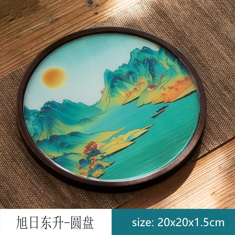 Chinese Style Bamboo Tea Tray Living Room Tea Table Trays Decorative High Grade Teapot Base Tray Tradition Tea Set Accessories