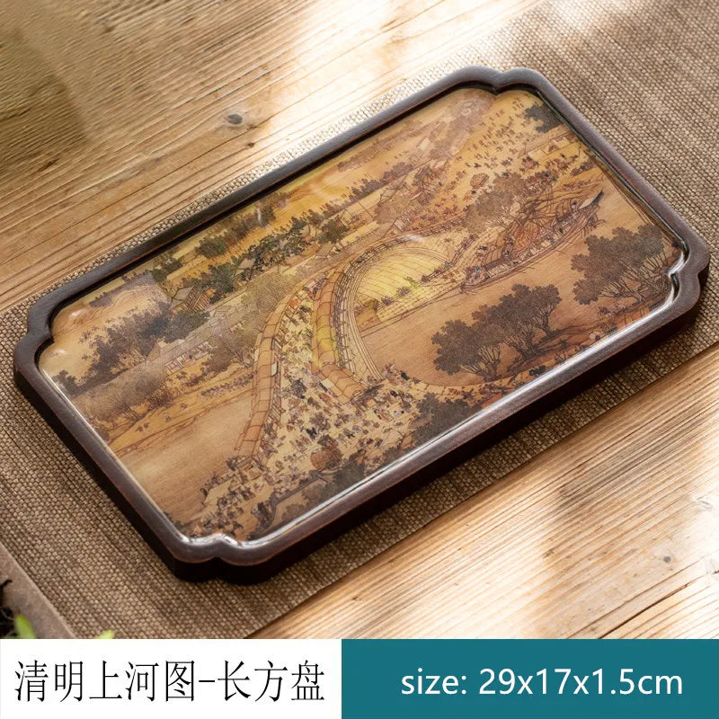 Chinese Style Bamboo Tea Tray Living Room Tea Table Trays Decorative High Grade Teapot Base Tray Tradition Tea Set Accessories