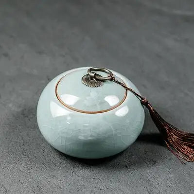 Chinese Style Big Tea Caddy Storage Box, Portable Sealed Tea Cans, Ceramic Porcelain Canister for Spices Organizer, Tea Jars