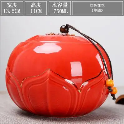 Chinese Style Big Tea Caddy Storage Box, Portable Sealed Tea Cans, Ceramic Porcelain Canister for Spices Organizer, Tea Jars