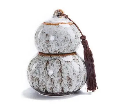 Chinese Style Ceramic Double Layer Gourd Tea Caddy, Portable Sealed Tea Can, Travel Storage, Spice Tea Boxes, Candy Storage Tank