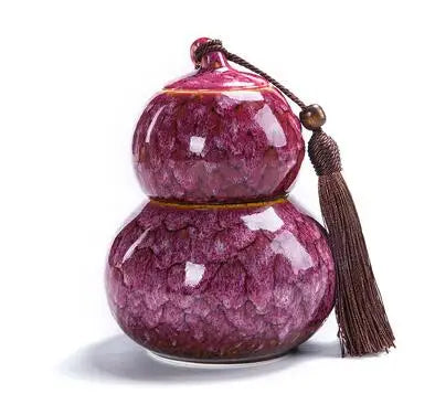 Chinese Style Ceramic Double Layer Gourd Tea Caddy, Portable Sealed Tea Can, Travel Storage, Spice Tea Boxes, Candy Storage Tank