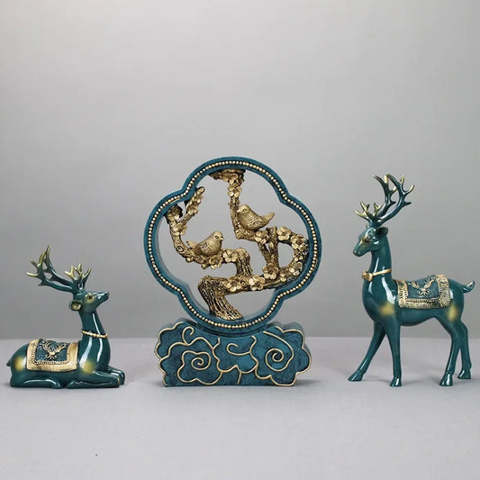 Chinese Style Classical Screen Statue Ornament Resin Bird Animal Sculpture Home Decorations Living Room Furnishings Booksh