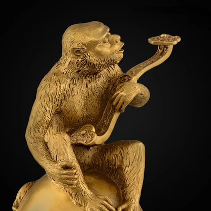 Chinese Style Copper Monkey Ornaments Pure Copper Zodiac Ruyi Monkey Zhaocai Home Living Room Office Table Gift Ornaments