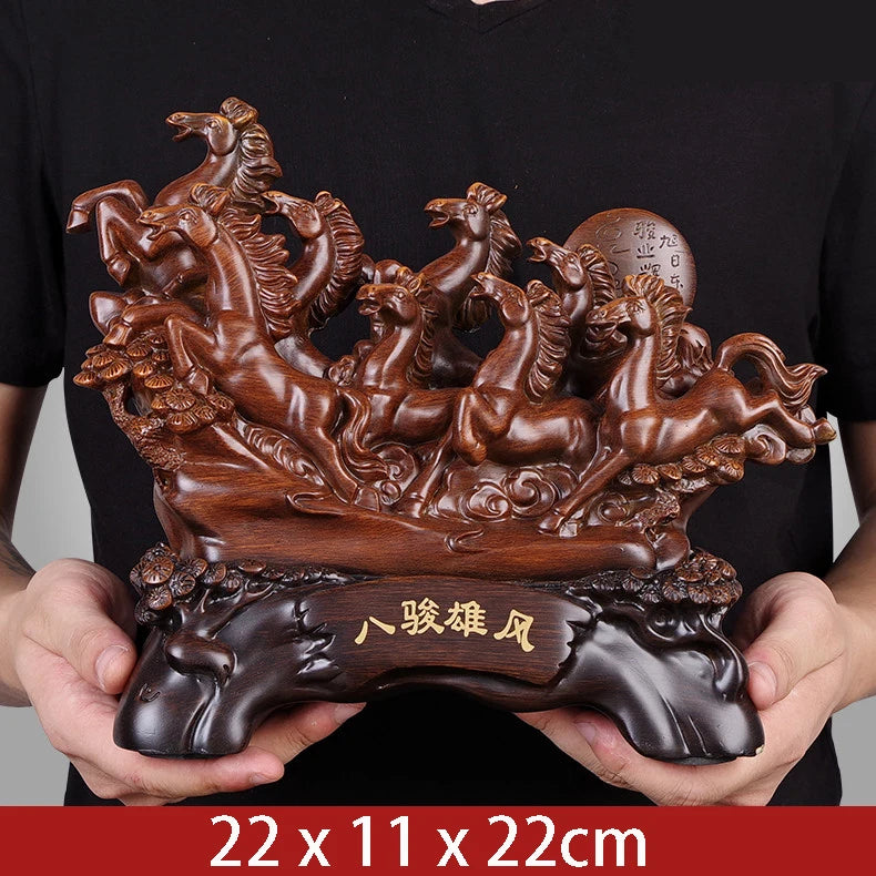 Chinese Style Creative Lucky Eight Horses Resin Auspicious Gifts Home Crafts Living Room Desk Ornaments Statue Opening Gifts