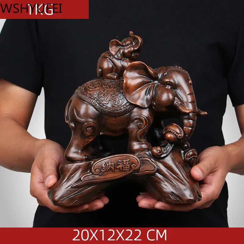 Chinese Style Elephant Animal Wine Cabinet Statue Ornaments Resin Sculpture Crafts Home Decoration Accessories Wedding Gifts