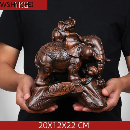 Chinese Style Elephant Animal Wine Cabinet Statue Ornaments Resin Sculpture Crafts Home Decoration Accessories Wedding Gifts