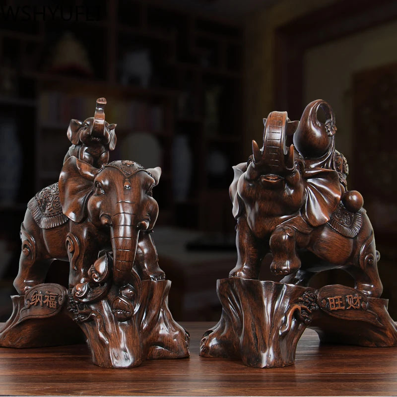 Chinese Style Elephant Animal Wine Cabinet Statue Ornaments Resin Sculpture Crafts Home Decoration Accessories Wedding Gifts