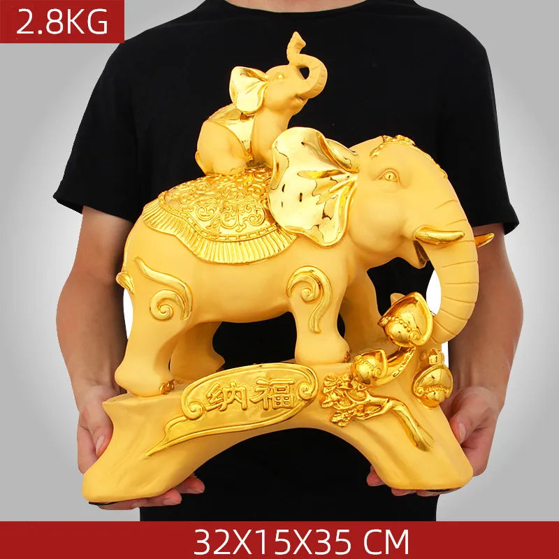 Chinese Style Elephant Animal Wine Cabinet Statue Ornaments Resin Sculpture Crafts Home Decoration Accessories Wedding Gifts
