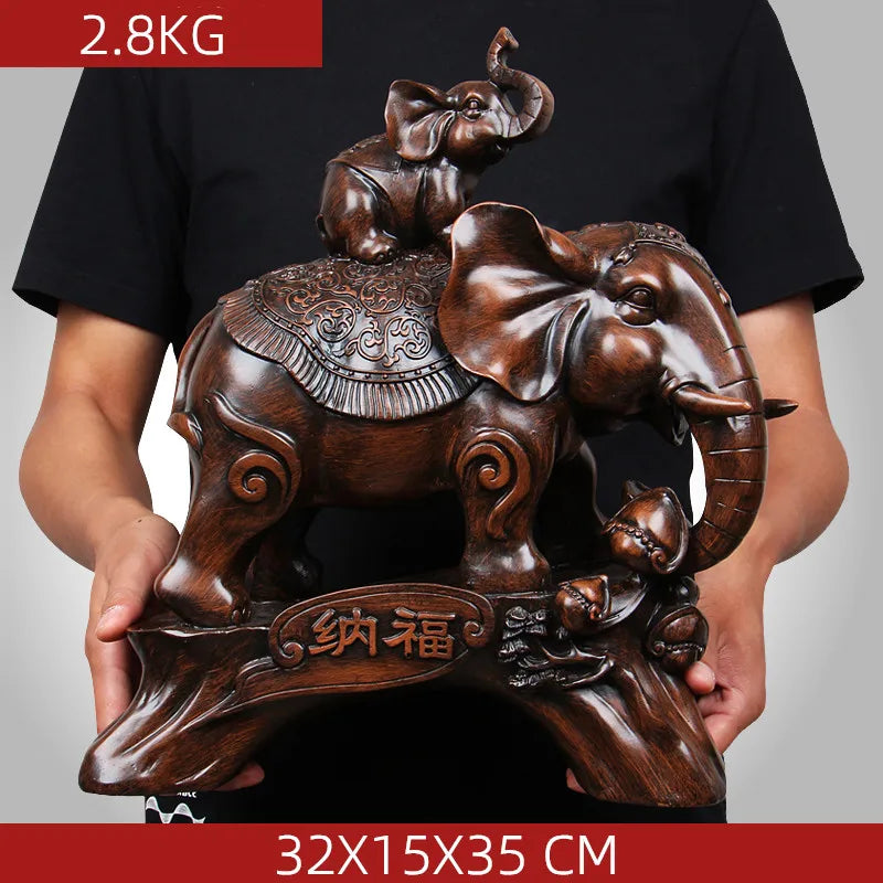 Chinese Style Elephant Animal Wine Cabinet Statue Ornaments Resin Sculpture Crafts Home Decoration Accessories Wedding Gifts