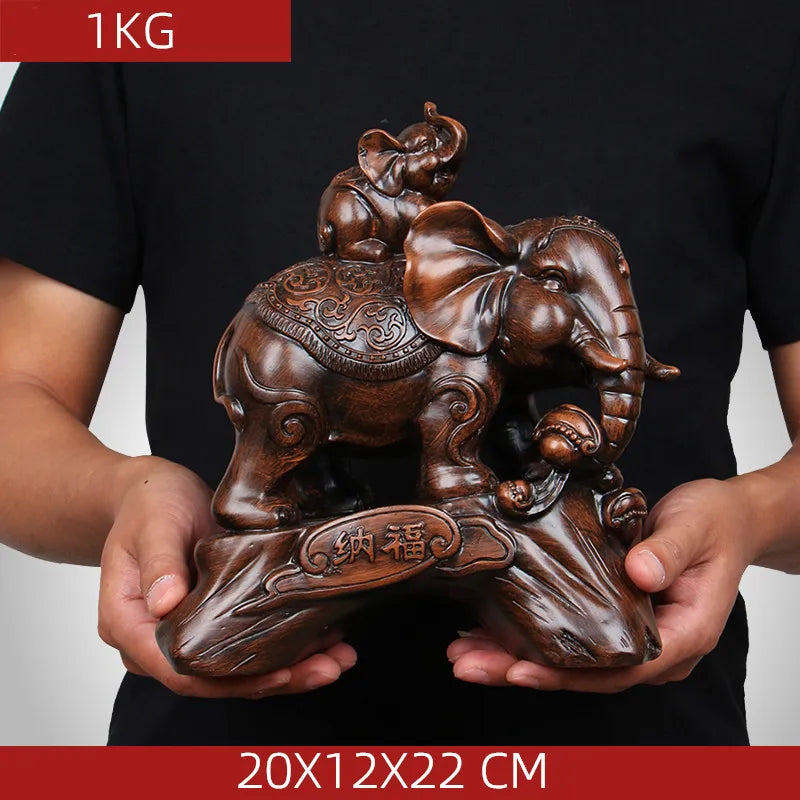 Chinese Style Elephant Animal Wine Cabinet Statue Ornaments Resin Sculpture Crafts Home Decoration Accessories Wedding Gifts