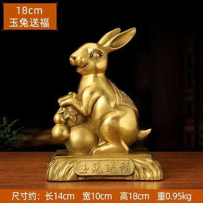 Chinese Style Fengshui Lucky Money Rabbit Zodiac Resin Statue Desk Living Room Ornaments  Home Office Decorations