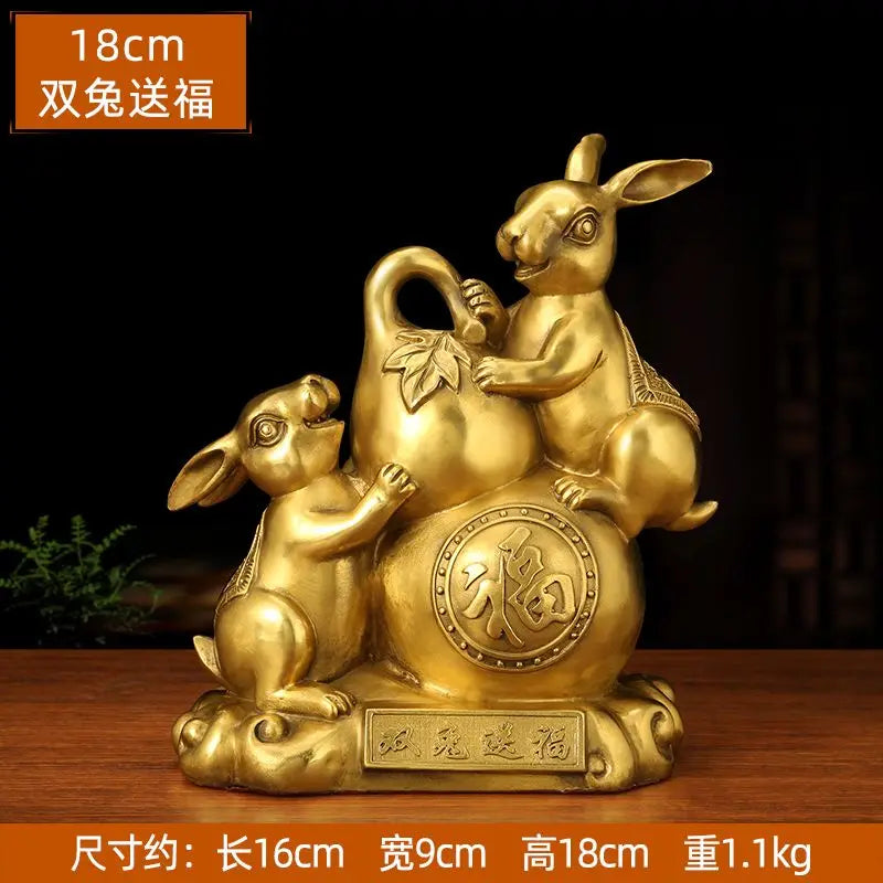 Chinese Style Fengshui Lucky Money Rabbit Zodiac Resin Statue Desk Living Room Ornaments  Home Office Decorations