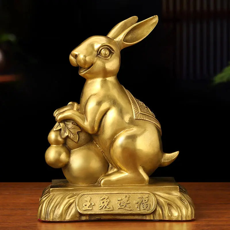 Chinese Style Fengshui Lucky Money Rabbit Zodiac Resin Statue Desk Living Room Ornaments  Home Office Decorations